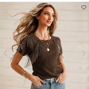 Sterling & Stitch Chain Fringe BeautifulTop Small Like New!